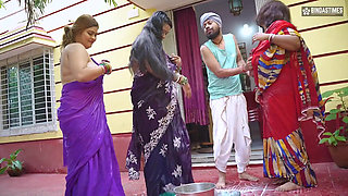 Desi Indian Milk Man Fucks Three Bhabhi Ji After Seeing Their Huge Milky Boobs