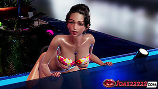Hot Pool Party with Cynthia in Bikini 3D Hentai - Indulge in Pussy Fingering with Moans, Cunnilingus From Behind & Squirt