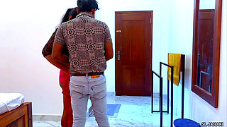 Hot Indian Office Couple Hotel Room Fuck - Red Saree Wife Big Tits Lactating During Cowgirl