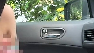 Megaton Boobs You Can See Even Through Her Clothes. Car Blowjob, Cum in Mouth, She Swallows It All!