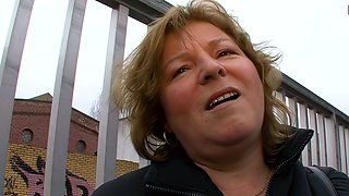 Fat German granny tries sex casting in her living room