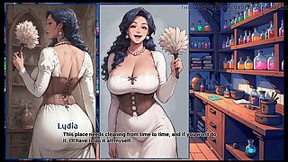 Step mom and maid gets naughty in taboo manga game without panties