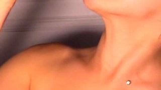 Milking Table with a Beautiful Asian Woman. a Lot of Sperm