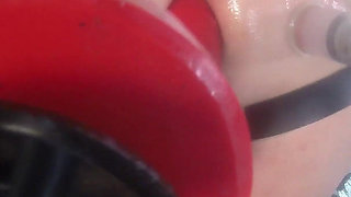 Close-up on Fucking Machine in Ass Cunt Fucked with Vacuum