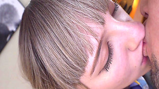 Blue-eyed Beauty Breaks Composure. Innocent Look Turns Into Wild Desire!