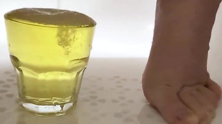 Golden Shower Compilation - Pissing in Glass & Cup, Covering My Small Tits with Warm Pee