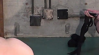 Tug-of-war with Clothespins on Balls by Two Masochists, Mistress Enjoys Watching Skin of Their Balls Stretch