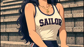 3d Anime Team Sailor cheers on volleyball team from the stands