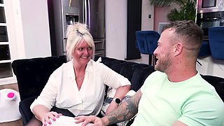 GILF AF Mature Blonde Anal on Couch