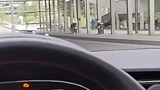 Handjob in the car on a very busy street o o huge risk
