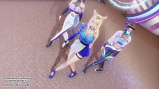 MMD KPop Demon Hunters - HUNTRX - Golden Ahri Akali Kaisa Sexy Kpop Dance League of Legends Hentai Uncensored 4K 60FPS