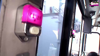 Crowded Bus Tension, Young Wife Stays Still as a Risky Moment Unfolds Beside Her Husband - Scene3
